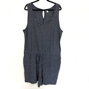 CASLON Romper Navy Striped Stretch Knit Drawstring Waist Sleeveless 2X